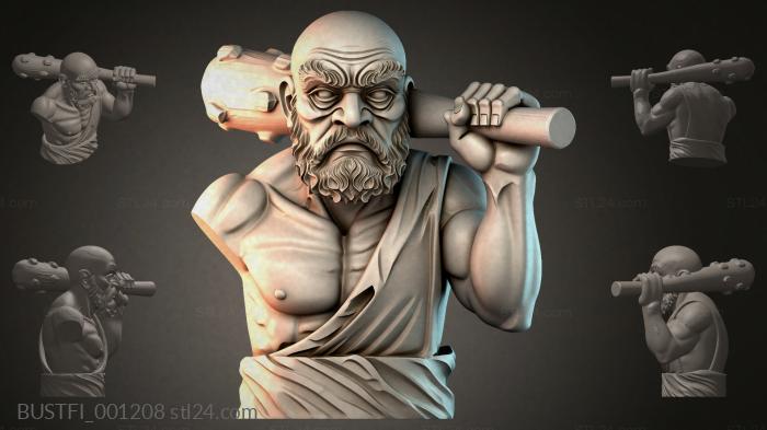 Bust of an old man with a club 3d STL model