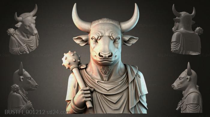 Bust of a bull with a mace 3d STL model