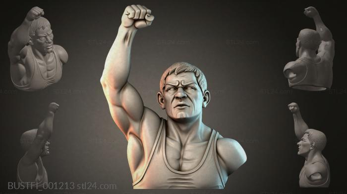 Bust of an athlete with a raised fist 3d STL model