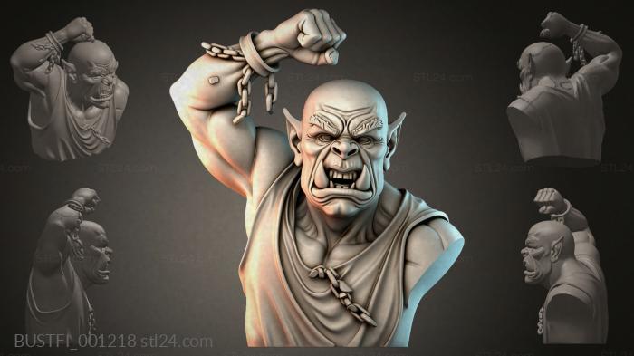 Orc bust with chains 3d STL model