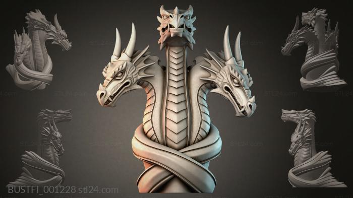 Three-Headed Dragon Bust 3d STL model