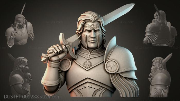 Fantasy busts (Bust of a warrior with a sword, BUSTFI_001238) 3D models for cnc