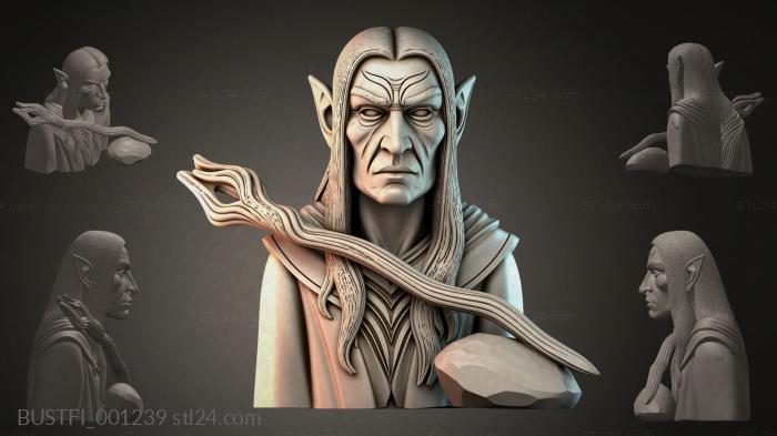 Bust of an Elf with a Staff 3d STL model