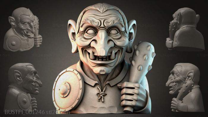 Orc bust with a club 3d STL model