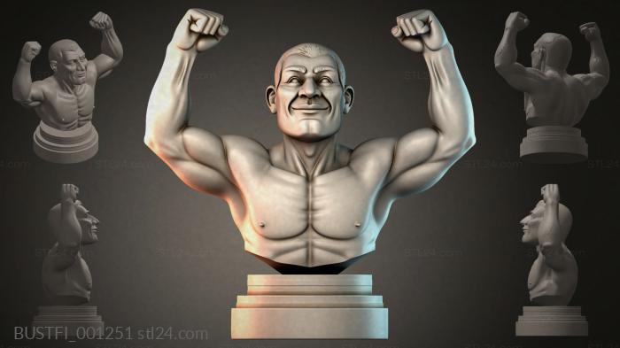 Bust of an athlete with raised arms 3d STL model