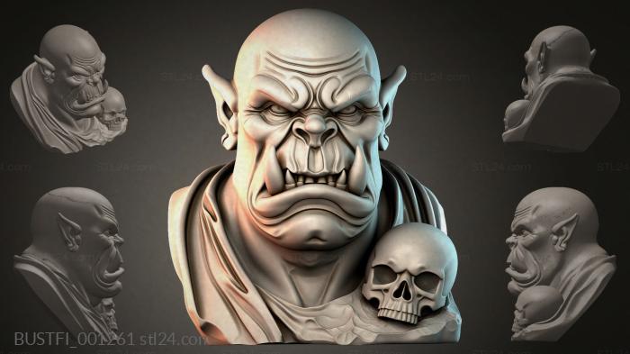 Orc bust with skull 3d STL model