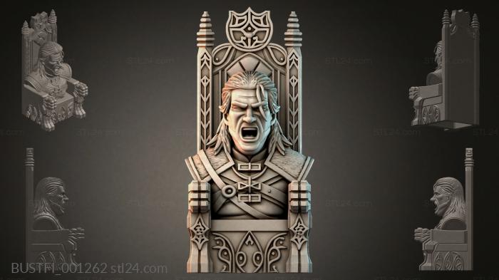 Witcher bust on a throne 3d STL model