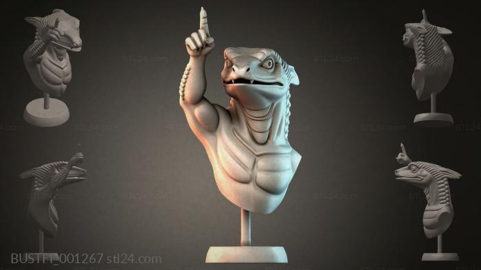 Bust of a lizard with a raised finger 3d STL model