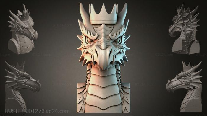 Dragon bust with crown 3d STL model