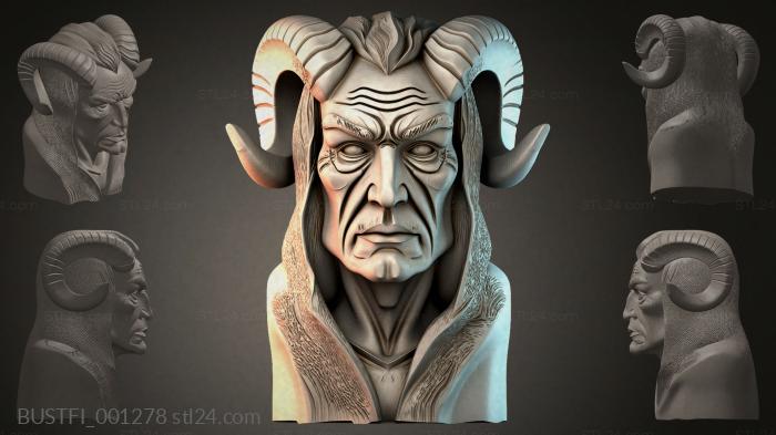 Demon bust with horns 3d STL model