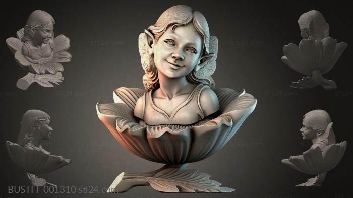 Bust of a girl in a flower 3d STL model