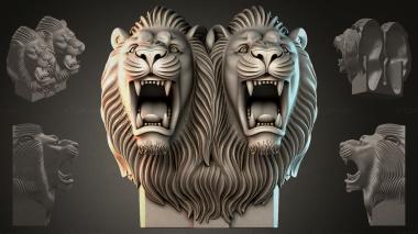 Fantasy busts Two lion bas-reliefs 3d model
