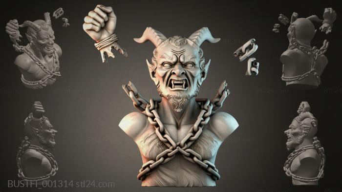 Bust of a Demon in Chains 3d STL model