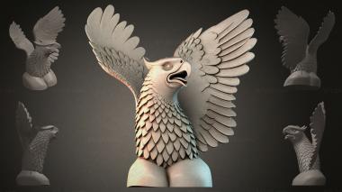 Fantasy busts Eagle sculpture with wings 3d model