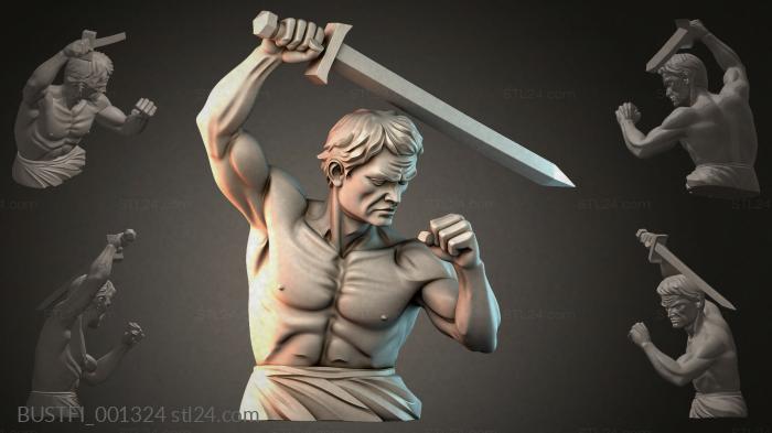 Bust of a warrior with a sword 3d STL model