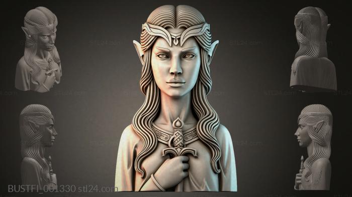 Elven bust with sword 3d STL model