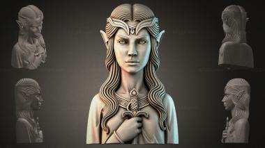 Fantasy busts Elven bust with sword 3d model