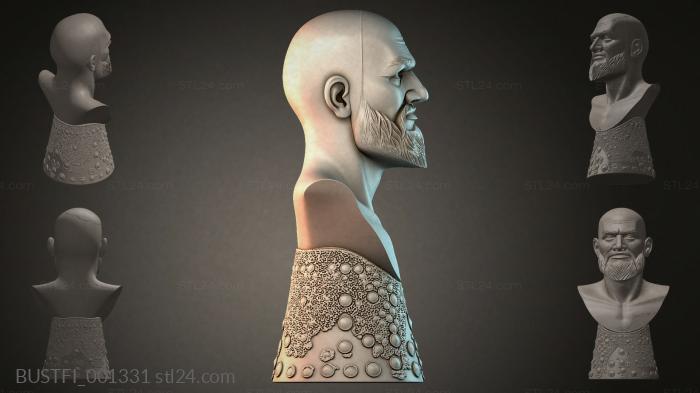 Bust of a bearded man 3d STL model