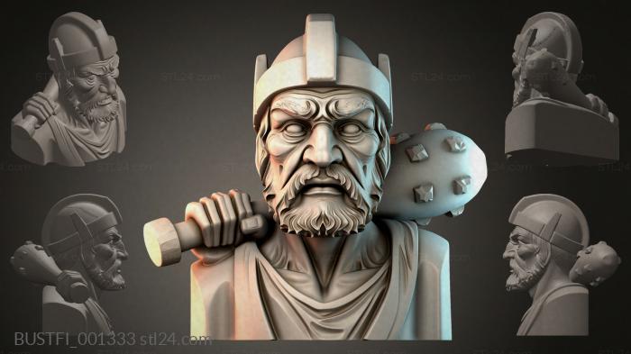 Bust of a warrior with a mace 3d STL model