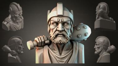 Fantasy busts Bust of a warrior with a mace 3d model