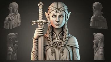 Fantasy busts Elf with a Sword 3d model