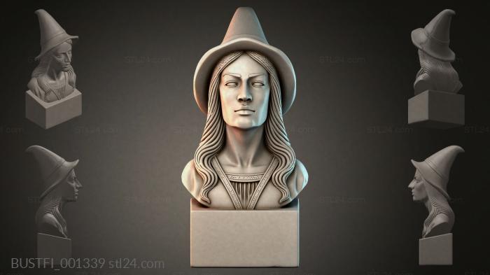Fantasy busts (Bust of a woman in a hat, BUSTFI_001339) 3D models for cnc