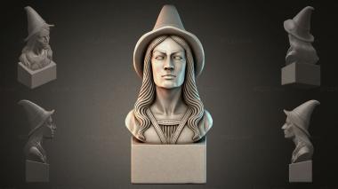 Fantasy busts Bust of a woman in a hat 3d model