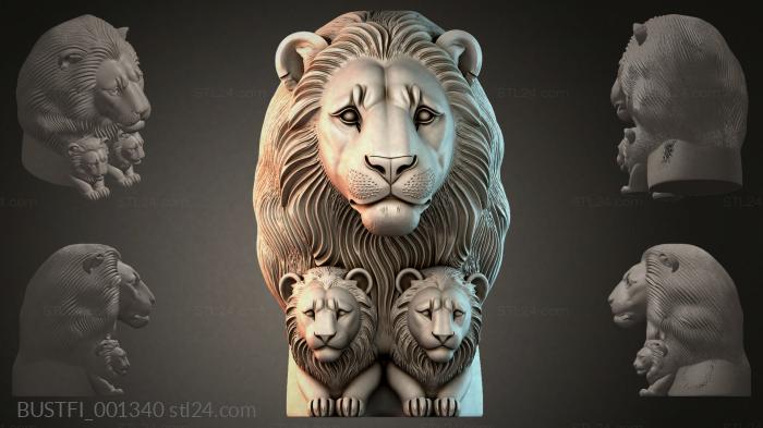 Lion with cubs 3d STL model