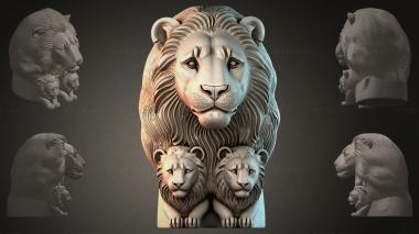 Fantasy busts Lion with cubs 3d model