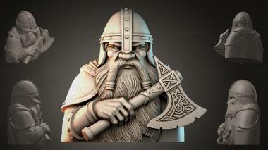Fantasy busts Bust of a warrior with an axe 3d model