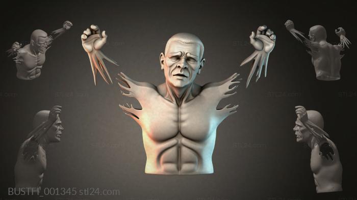 Bust of a man with hands 3d STL model