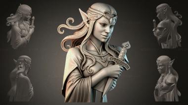 Fantasy busts Elf with a Sword 3d model