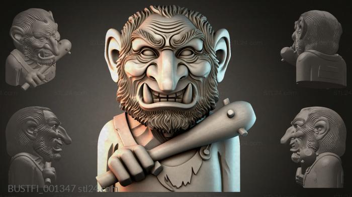 Bust of a troll with a club 3d STL model