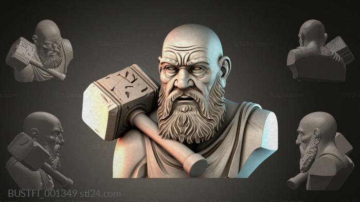 Bust of Zeus with a hammer 3d STL model