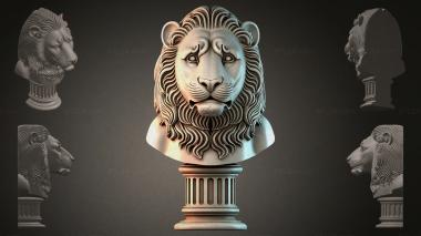 Fantasy busts Lion on a Pedestal 3d model