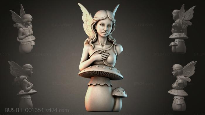 Bust of a fairy with a mushroom 3d STL model