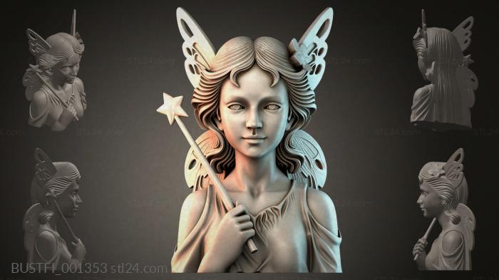 Fantasy busts (Bust of a girl with wings, BUSTFI_001353) 3D models for cnc
