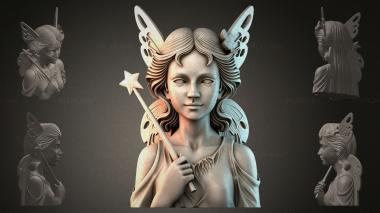 Fantasy busts Bust of a girl with wings 3d model