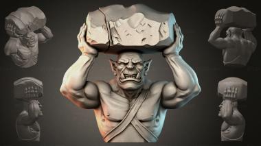Fantasy busts Orc with a Stone 3d model