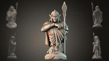 Fantasy busts Elven warrior with a spear 3d model