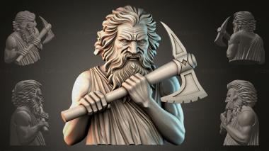 Fantasy busts Zeus with an axe 3d model