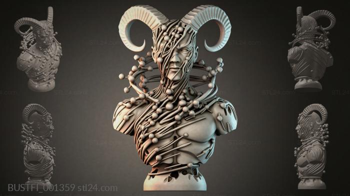 Demon bust with horns 3d STL model