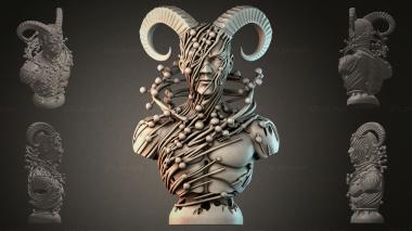 Fantasy busts Demon bust with horns 3d model