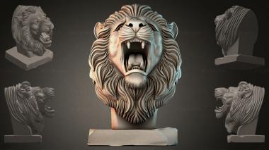 Fantasy busts Lion head statue 3d model