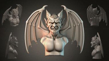 Fantasy busts Demon bust with wings 3d model