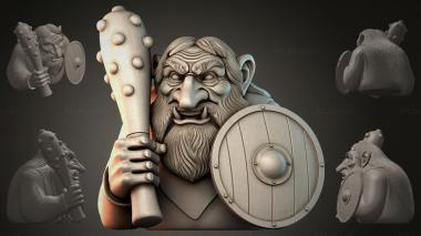Fantasy busts Viking with a club 3d model