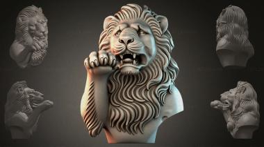 Fantasy busts Bust of a lion 3d model