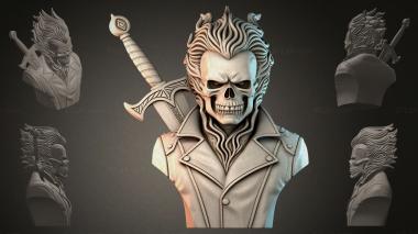 Fantasy busts Bust of a skeleton with a sword 3d model