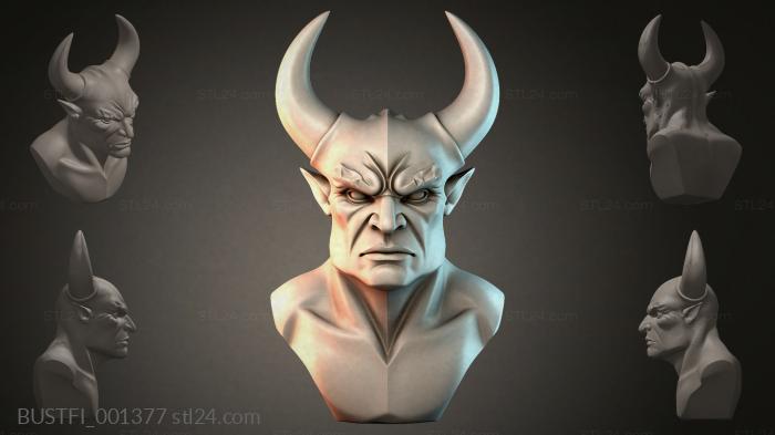Demon bust with horns 3d STL model
