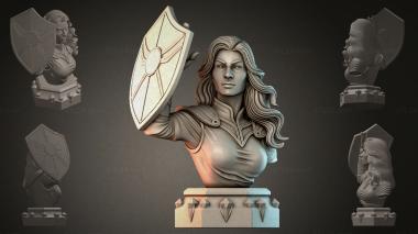 Fantasy busts Bust of a warrior with a shield 3d model